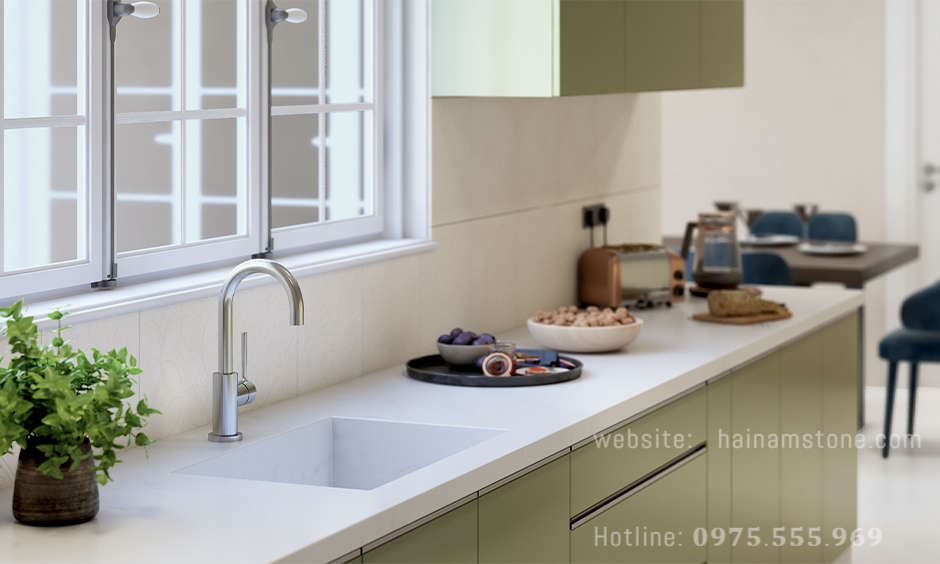 MẶT BÀN BẾP LIỀN KHỐI VỚI CHẬU RỬA XU HƯỚNG MỚI CHO NHÀ BẾP
